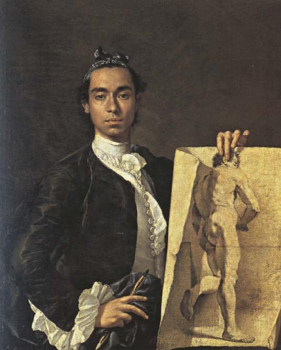 Luis Melendez Self-Portrait with a Drawing of a Male Nude oil painting picture